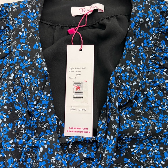 NWT Parker Smock 3/4 Long Sleeve Jasmine Blue Floral Blouse - Picture 6 of 6